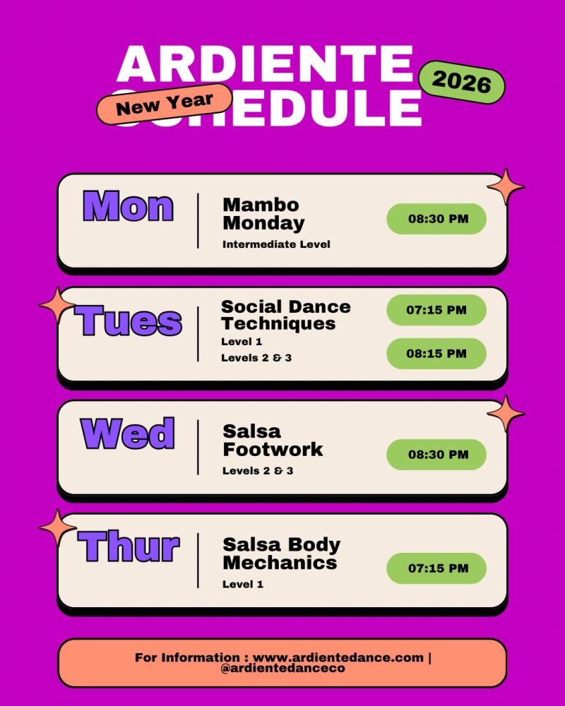 Ardiente weekly salsa schedule image